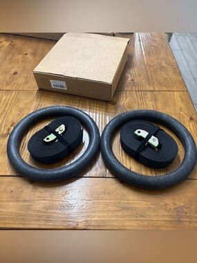 Black Gymnastics Rings with Black Straps